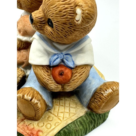 Home Interiors Gifts Picnic Bears Figurine #1421 Spring Summer Outdoors Vintage - Picture 8 of 10